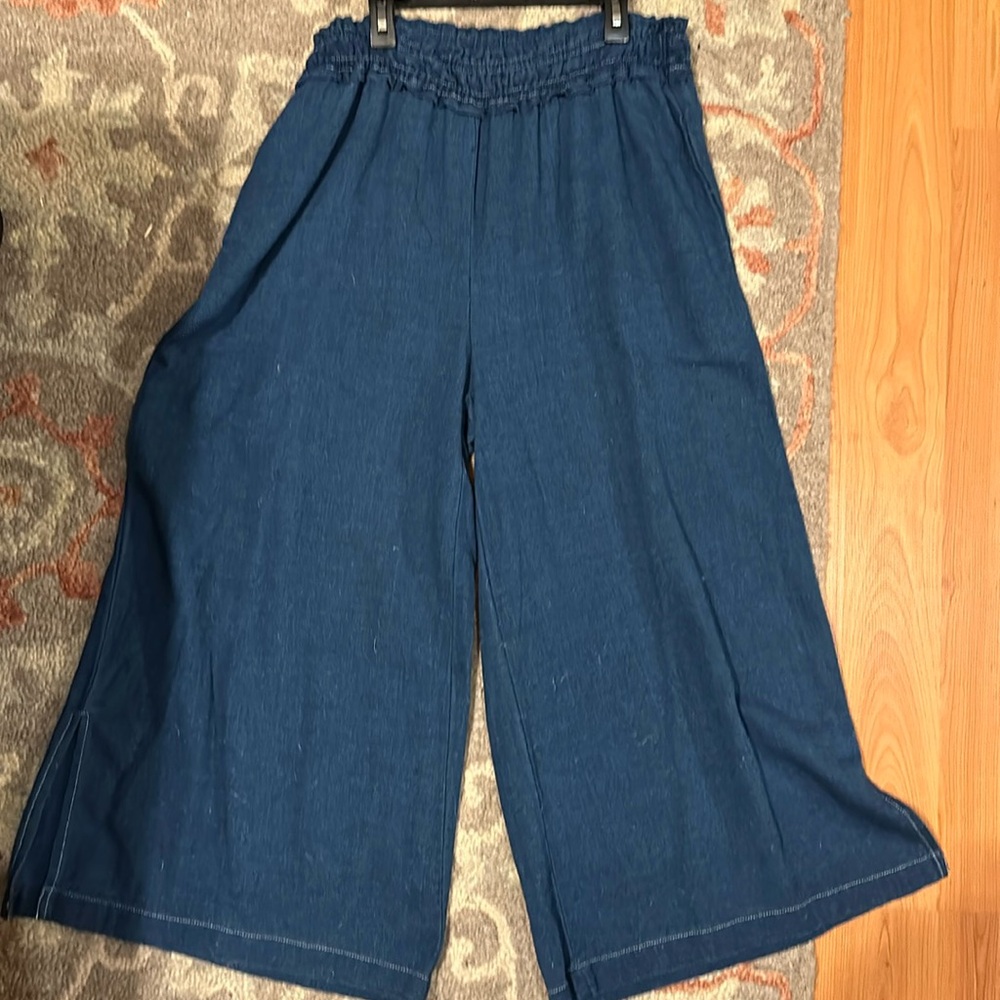 ANTHROPOLOGIE Medium Soft Denim Pull-On Pants Wide Leg, original owner
